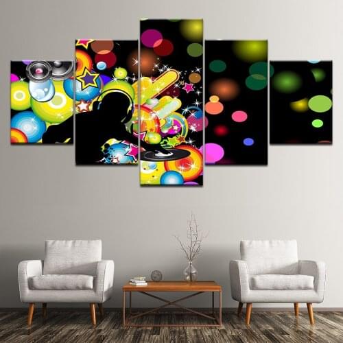 Canvas Painting Youth music DJ 5 Pieces Wall Art Painting Modular Wallpapers Poster Print for living room Home Decor