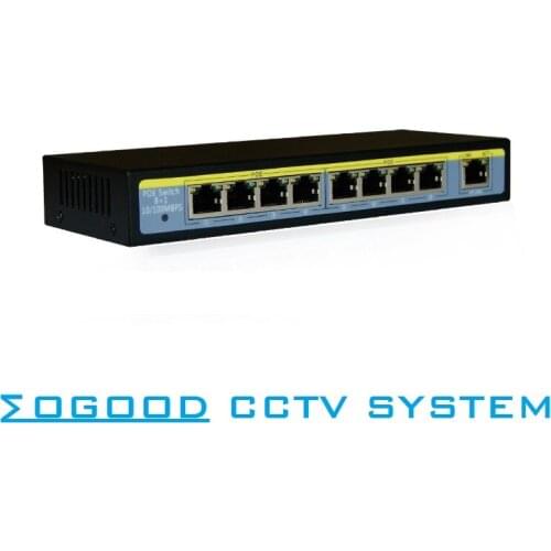MoGood 9 Port PoE Switch Support 802.3af and 802.3at For 8CH NVR and CCTV IP/PoE Cameras 250 meters transmission distance