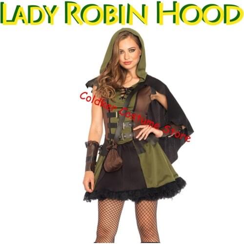 Adult Women Robin Hood Medieval Warrior Princess Costume Including Dress bag and Bracers
