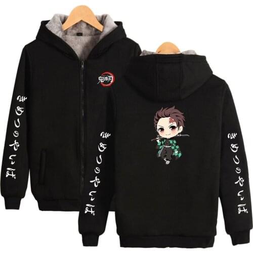 Demon slayer thickened Parkas coat women men cartoon kamado nezuko Kimetsu no Yaiba thick Warm fleece cosplay hoodie XXS-XXXXL
