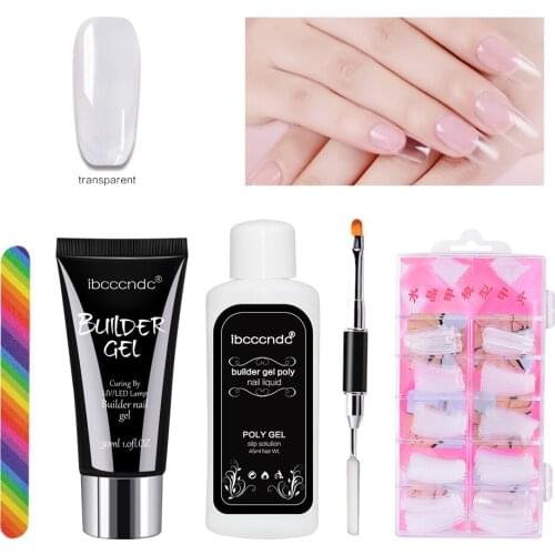 5pcs/lot Quick Building UV Gel Acrylic 30g Nail Extension Gel Nail Tips UV Builder Polygels Kit with Slip Solution Nail Tips