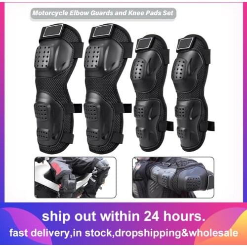 4pcs Black 2 x Knee Pads 2 x Elbow Pads Motorcycle Knee Pad Elbow Protector Protective Gear Thickening Protection Accessories