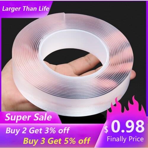 1-5M Nano Tape Double Sided Mounting Tape Transparent NoTrace Reusable Waterproof Adhesive Tape Cleanable Home gekkotape
