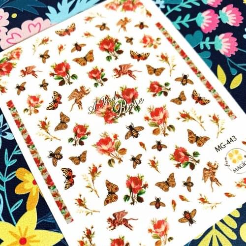 Newest MG-077 Angel Rose Garden 3d nail art sticker nail decal stamping export japan designs rhinestones decorations