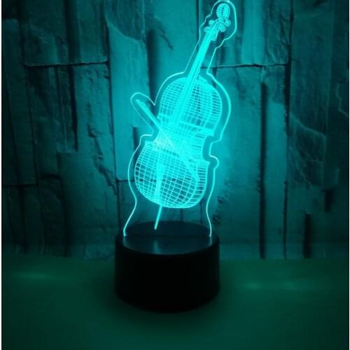 New Violin 3d Lamp Colorful Gift Lovely 7 color change 3D Lamp Christmas decorations gift for baby room lights