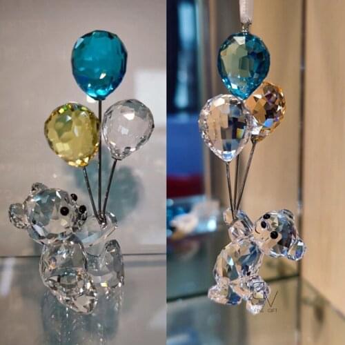 2021New Style Austria crystal bear with three balloon home garden Decoration Ornaments hanging lovely Teddy bear Christmas Gifts
