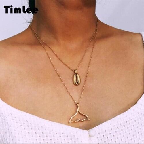 Timlee N062 Free shipping Personality Popular Shell Mermaid Tail Pendant Clavicle Necklace Fashion Accessories Wholesale