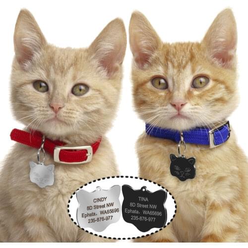 Personalized Cat ID Tags Custom Engraved Cats Name Tag Cats Accessories Collar Decoration for Kittten Puppy with Bell