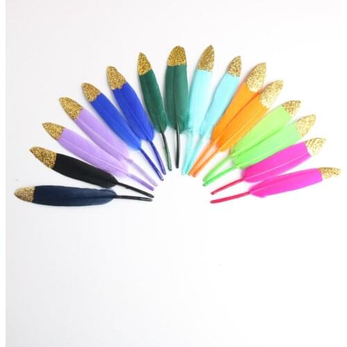 Gold Dipped Duck Feathers Goose Feathers for crafts 10-15CM/4-6inch Natural Feather Plumes for jewelry making Decor