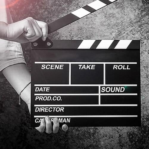 Movie Film Clap Board, Hollywood Clapper Board Wooden Directors Film Movie Clapboard Accessory with Black & White, 28x31cm