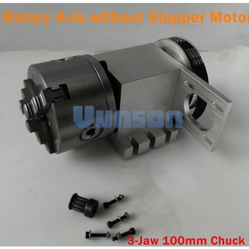 Hollow Shaft CNC 4th Axis Rotary Axis Base+K11 3-Jaw 100mm Diameter Chuck
