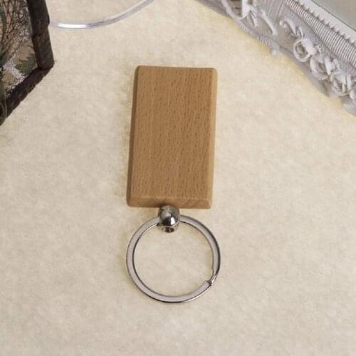 Blank Wooden Keychain Rectangular Engraving Key ID Can Be Engraved DIY Keyring Unfinished Wood for Crafts