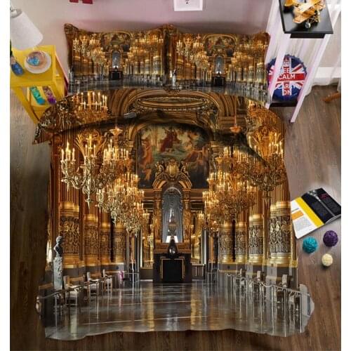Queen luxury 3d bedding sets Nightscape pattern California king Twin Full bedsheet Fitted sheet style Duvet bed cover bed