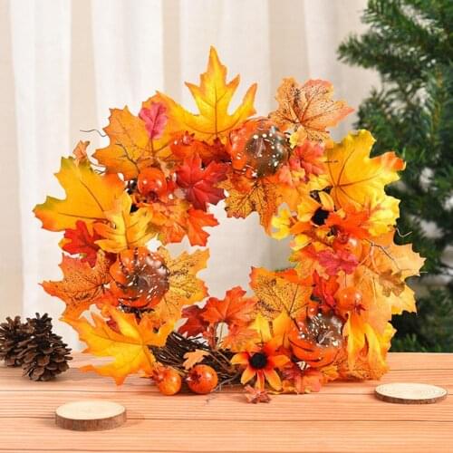 Christmas Wreath Eye-catching Vibrant Color Faux Silk Flower Autumn Vivid Garland Decoration for Home