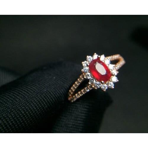 Ruby ring Free shipping Natural and real ruby 925 sterling silver Fine jewelry 4*6mm Gem