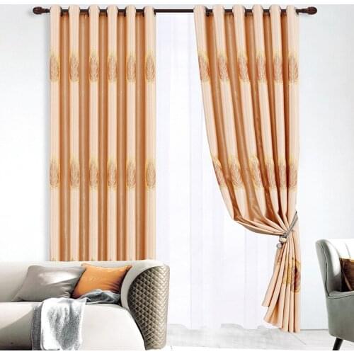 New Nordic Modern Minimalist Curtains with Gold Branches and Jade Leaves Printing High Shading Curtains for Living Room Bedroom