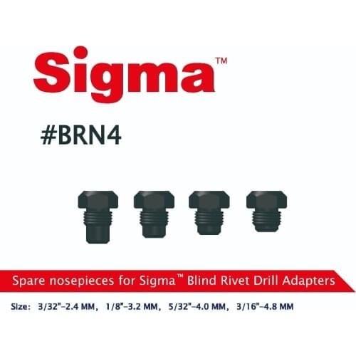 Sigma #BRN4 Nosepieces set for Sigma branded cordless blind rivet drill adapters