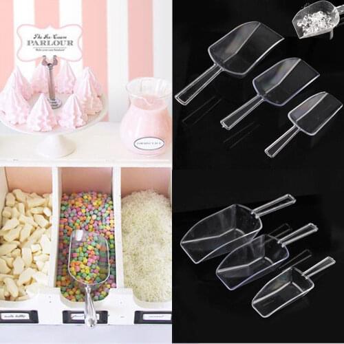 3 PCS Plastic Clear Ice Scraper Sugar Food Buffet Candy Bar Scoops Shovel Kitchen Gadgets Tableware Wedding Sweet Candy Favor