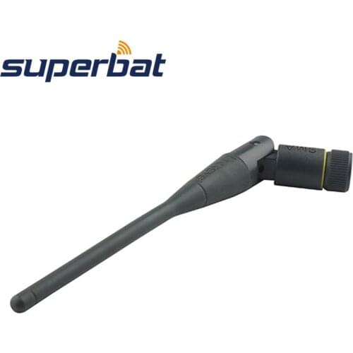 Superbat 2.4GHz 3dBi WiFi Rubber Antenna RP-SMA Plug Connector Omnidirectional Booster Tilt-and-Swivel Design Aerial Black