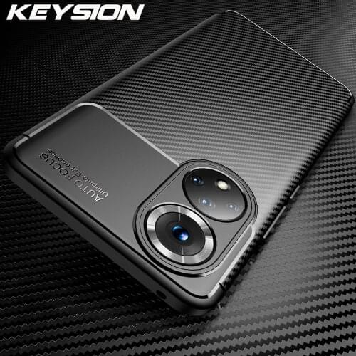 KEYSION Shockproof Case For Honor 50 Pro 50 SE 5G View 40 Carbon Fiber Texture Silicone Phone back cover for Huawei Nova 8 Pro