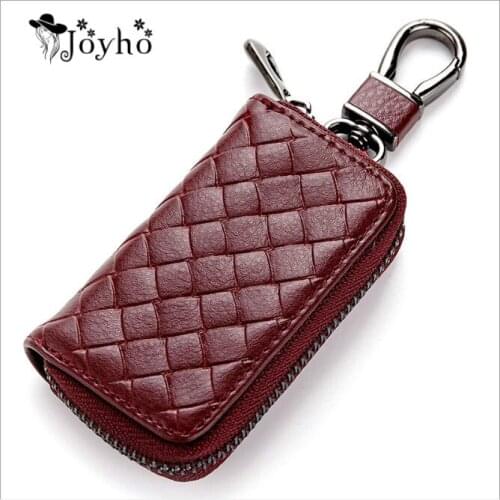 Unisex High Quality Genuine Leather Car Key Wallets Zipper Keys Case Bag Vintage Card Money Holder Housekeeper Keychain Cover