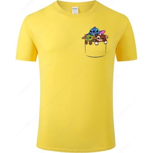 Funny Baby Yoda Stitch Printed T Shirt Men Women Cotton Short Sleeve Cool Printed T-shirt Summer Fashion Streetwear Tops Tee J06