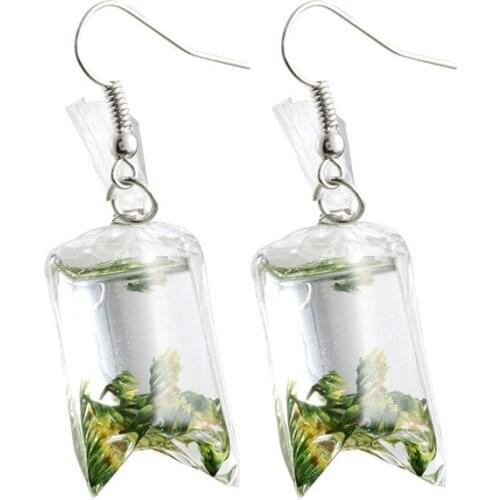 Novel Funny Bag Earrings Resin Of Dried flowers Earring For Women Girls Cute Water Pouch Earrings Fashion Jewelry Gifts