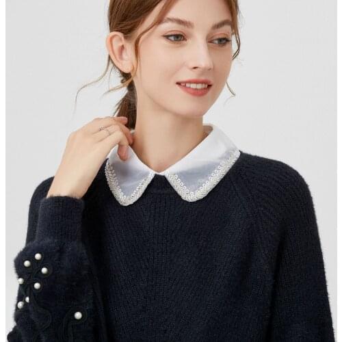 Women Chiffon Fake Shirt Detachable White Summer Autumn False Collars for Sweater Lapel Fake Female Collar Decorative