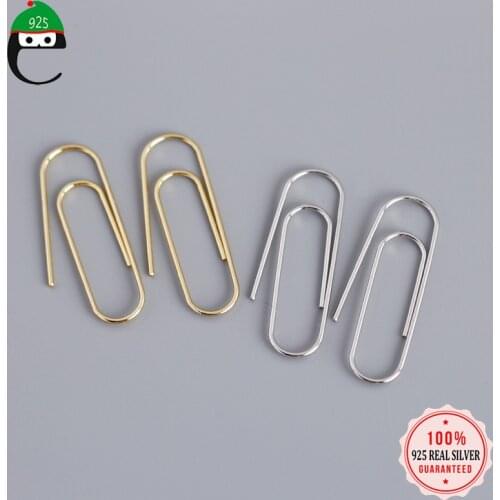 ElfoPlataSi Minimalist Earring 925 Sterling Silver Paperclip Ear Hook Dangle Earring For Women Fashion Silver 925 Jewelry DA666