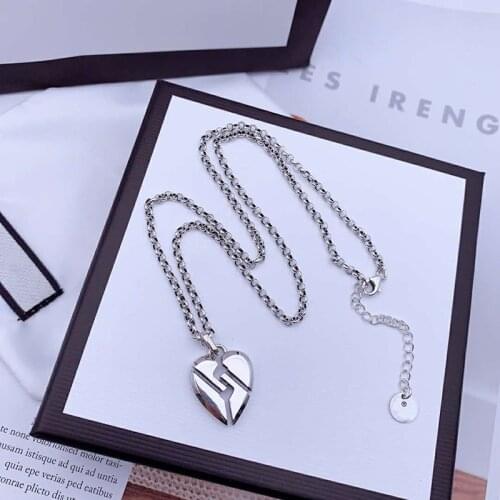 Female Elegant Fashion Heart Pendant Necklace S925 Sterling Silver Original Brand High Quality Jewelry Logo Holiday Gift