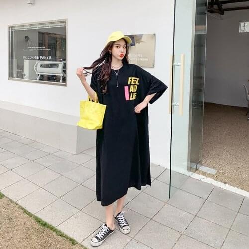 NYFS 2021 Korean New Loose Woman Dress Vestidos Robe Elbise Fashion Two-sided printing Summer Dress