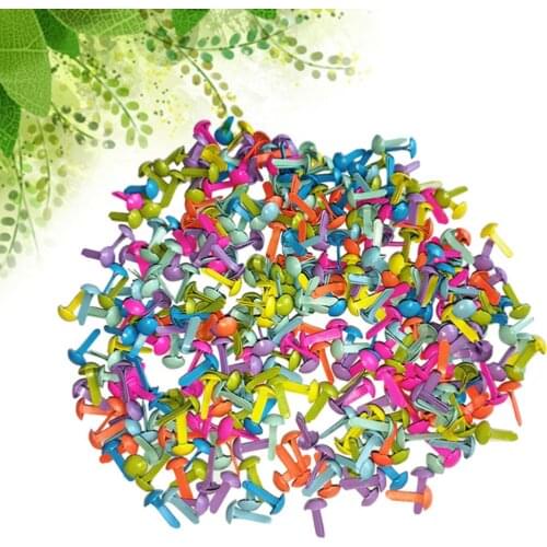 100 Pcs Mini Brads Assorted Colors Round Brad Pastel Brads for Scrapbooking Crafts Making Stamping and DIY - 8x16mm