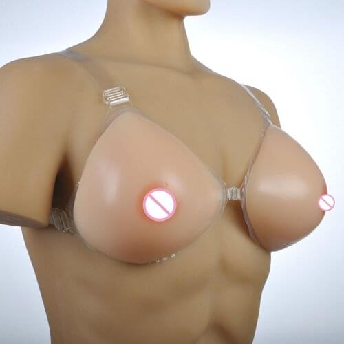 1000g/pair D Cup Triangle dark Silicone Fake Mastectomy Artificial Soft Breast Form Cross Dresser Boob tits Drag Queen gestante