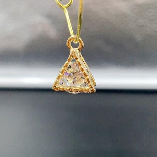 120Pcs 12*9mm Triangle " KC Gold Color " Alloy + Glass Crystal Rhinestone Inner Jewellery Pendants Jewelry Charms