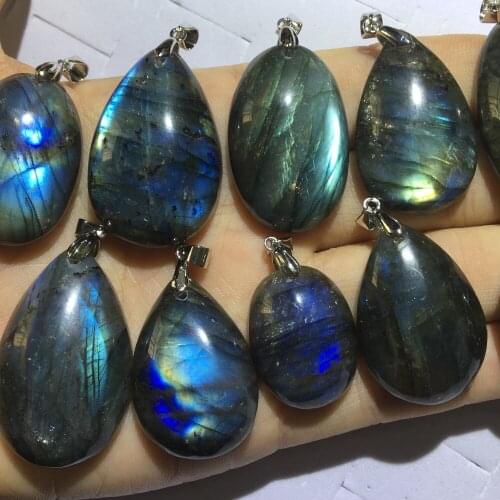 2Pendants natural labradorite pendant charms with slightly flawed send randomly
