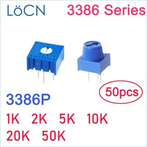 3386P 1K 2K 5K 10K 20K 50K 102 202 502 103 203 503 Trim Pot Trimmer Potentiometer with Knob resistor ohm 3386 precise 50PCS