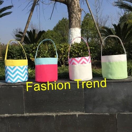 50pcs/lot Wholesale Monogrammed Easter Chevron Bunny Bucket New Design Easter Decoration Personalized Chevron Easter Baskets