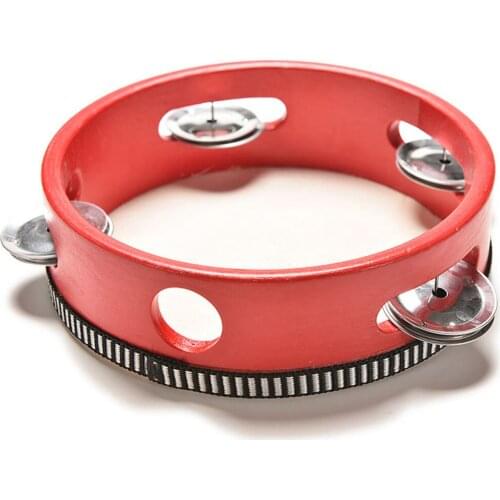 6" Red Handheld Tambourine Drum Sound Percussion Toy For Dance Party KTV