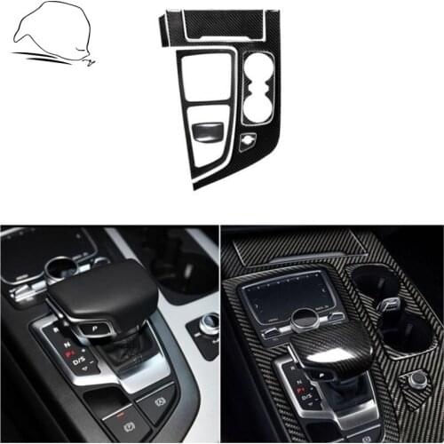For Audi Q7 SQ7 4M 2016-2019 Carbon Fiber Gear Shift Panel Storage Car Cup Holder Stickers Center Console Surround Sticker 6PCS