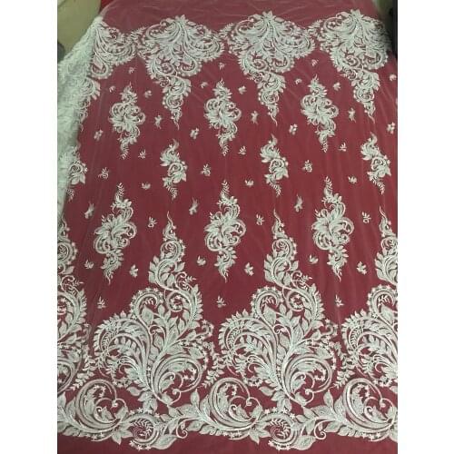 5 yards flower lace fabric with embroidery for party dress Nigerian Lace Fabric SYJ-92883 with sequins