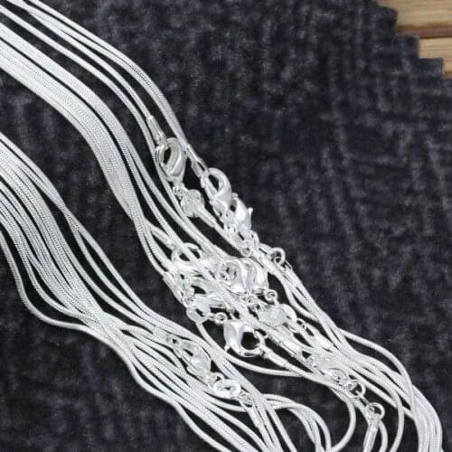 10pcs/lot Promotion! wholesale silver plated necklace, silver simple and fashion jewelry Snake Chain 1mm about inches Necklace