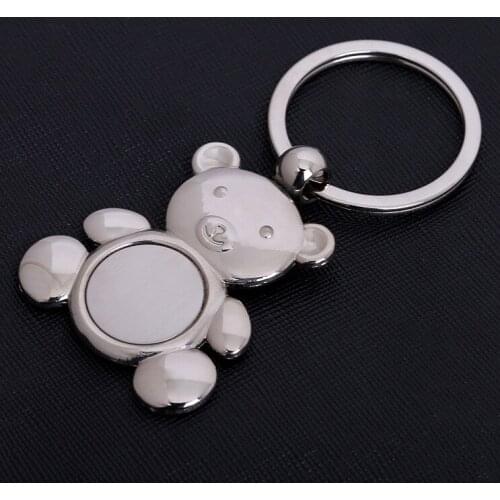 FREE SHIPPING BY DHL 100pcs/lot New Cute Metal Bear Keychains Zinc Alloy Blank Bear Keyrings Gifts