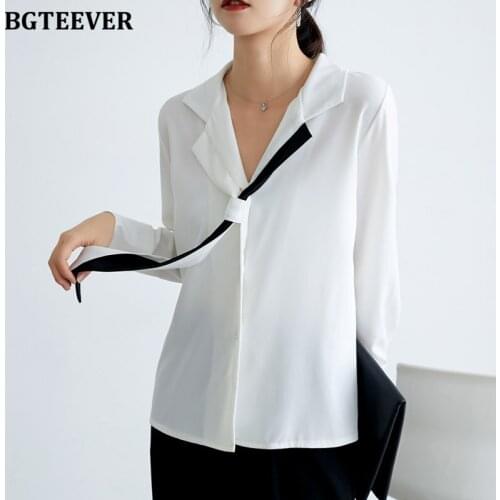 Блузки с галстуком BGTEEVER China At AliExpress