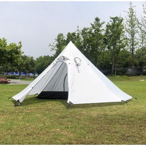 3-4 Person Large Camping Pyramid Tent Sun Shade Shelter Teepee with Stovepipe Hole for Outdoor Backpacking Hiking Fishing Winter