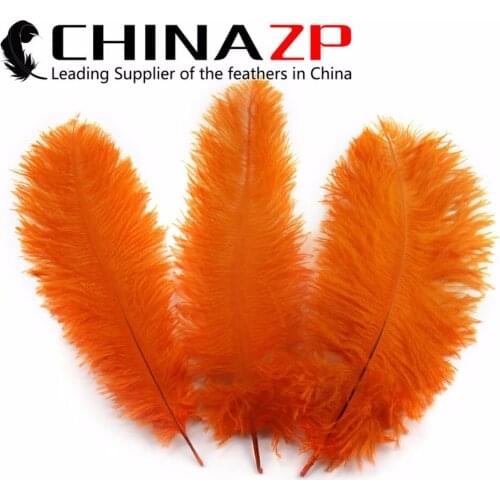 CHINAZP Factory Size 10"-12" (25-30cm) 100pcs/lot Selected Prime Quality Dyed Orange Ostrich Plumage Feathers