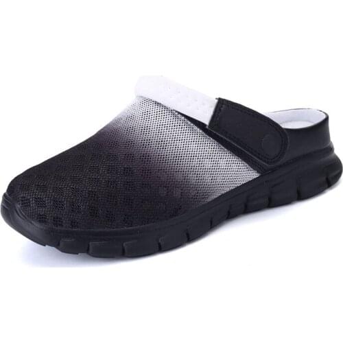 COWCOM New Style Set Foot Sandals Hole Lazy Slippers Summer Mens Mesh Slippers Casual Breathable Couple Beach Shoes LCH
