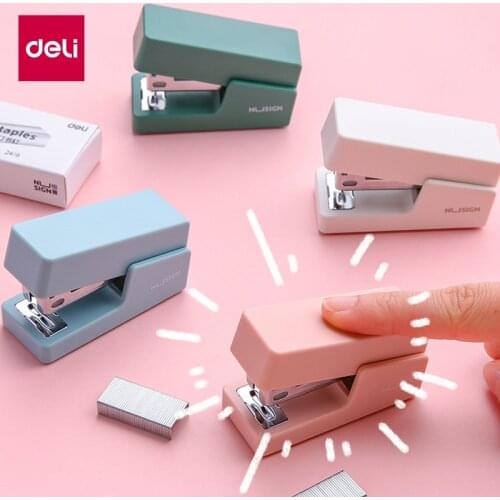 Deli Nusign Mini Stapler Set Portable Color Paper Binding Machine Use 24/6 26/6 Staples Fashion Stationery Office Supplies