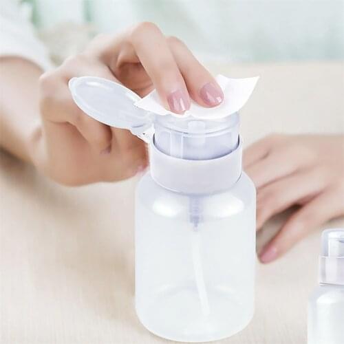Portable 60/120ml Empty Clear Pump Dispenser Bottle Plastic Nail Polish Alcohol Clear Remover Cleaner Container dropshipping