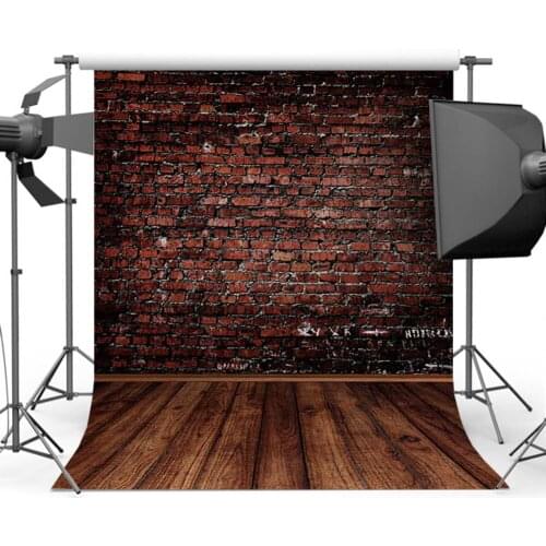 Red Brick Wall Photo Backdrop for Photography Wood Floor Background Booth Studio Retro F-1591