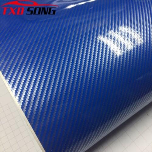Glossy Blue 2D Carbon Fiber Vinyl Wrap Film DIY Car Sticker Car Decorative For Vehicle Motorcycle BY Free shipping